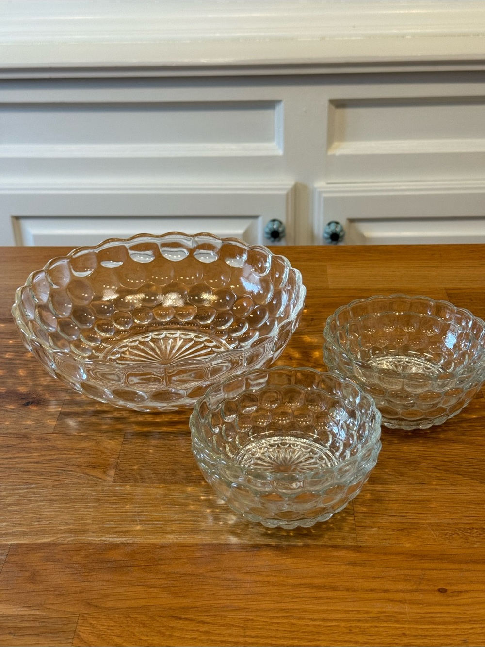 🫧 Vintage Anchor Hocking Bubble Glass Bowl Set | 5pc Berry Bowls | MCM Clear